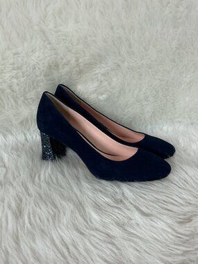 Kate Spade Blue Suede Glitter Heel Pumps 8M